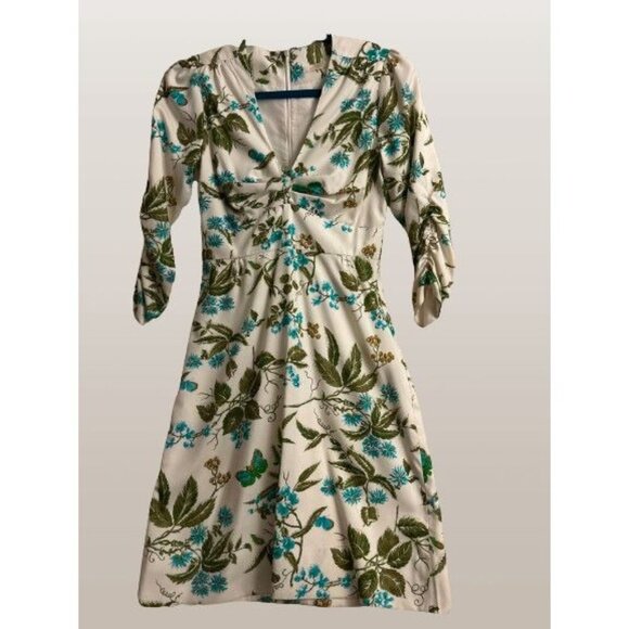 Vtg Shannon Mclean Silk dresses butterflies 3/4 sleeves pulled v-neck lined Size - Picture 1 of 14